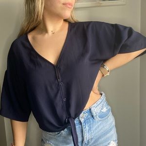 Navy Blue Tie-up botton down